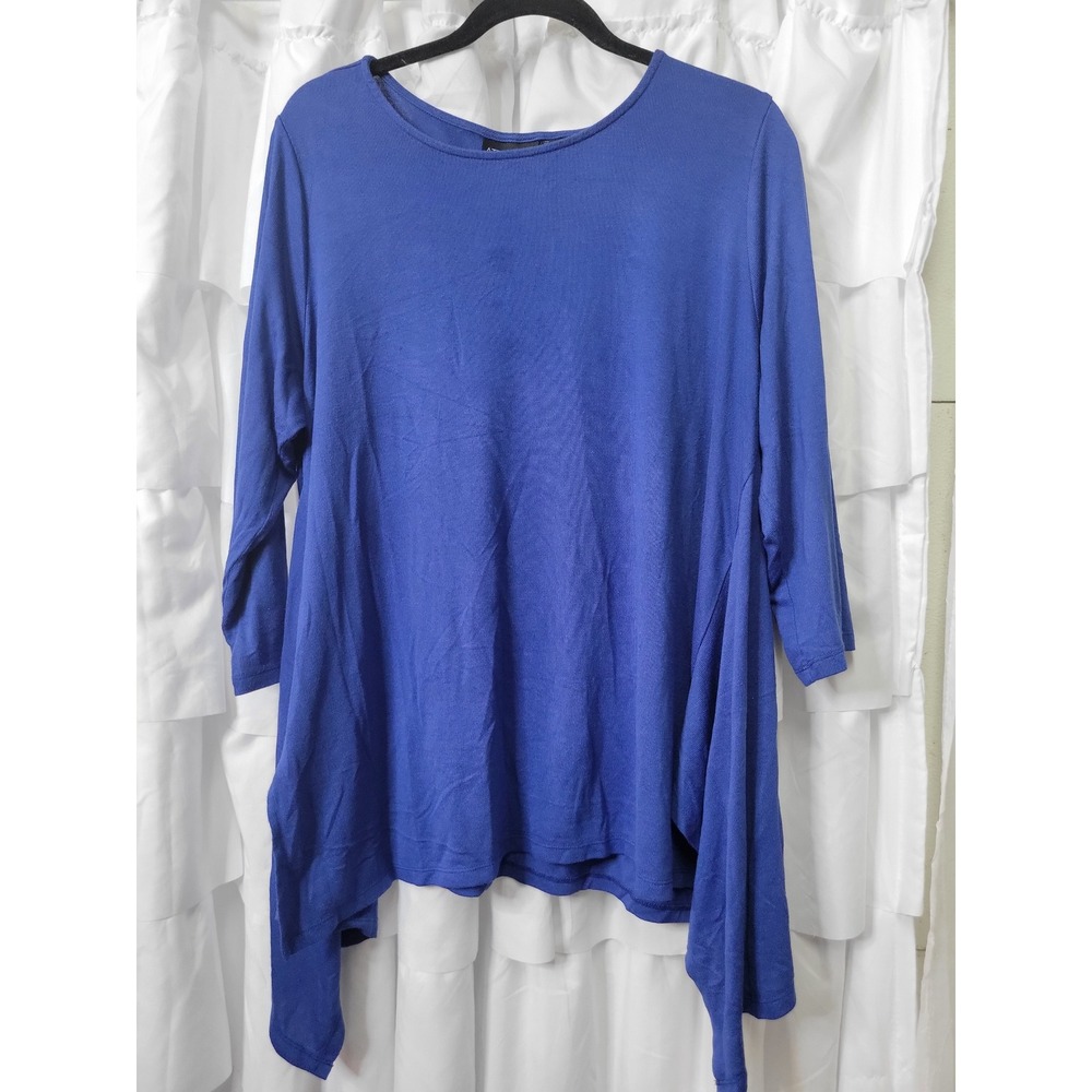 Attitudes by Renee Royal Blue Sharkbite Hem Tunic Top 3/4 Sleeve XL 1506